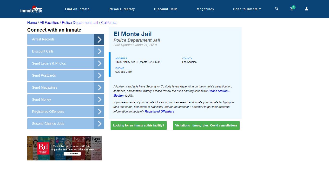 El Monte Jail & Inmate Search - El Monte, CA