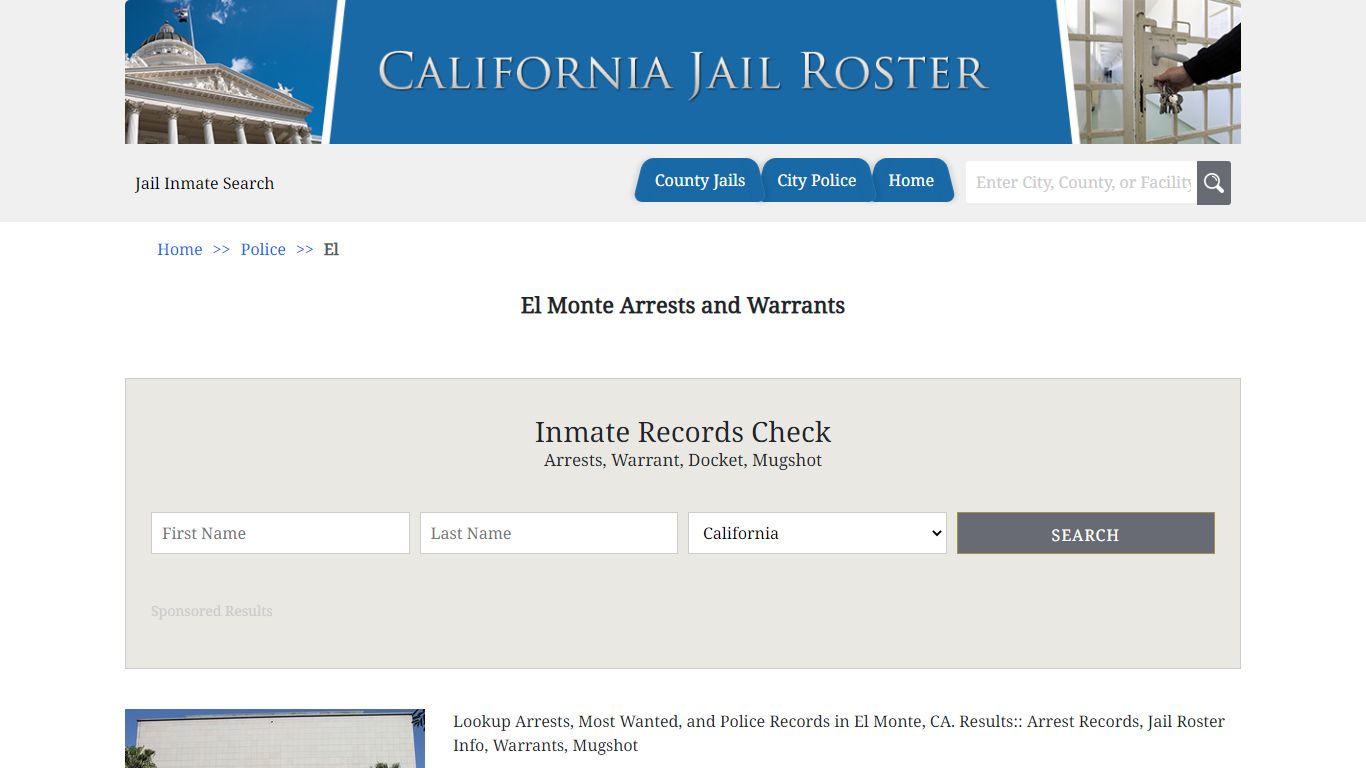 El Monte Arrests and Warrants | Jail Roster Search