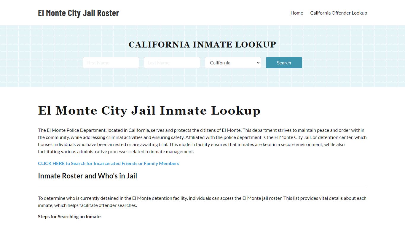 El Monte Police Department & City Jail, CA Inmate Roster, Arrests, Mugshots